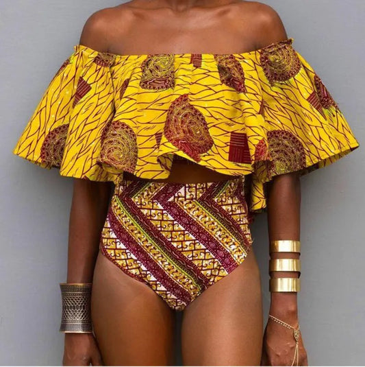 Costume da bagno bikini con design a balze
